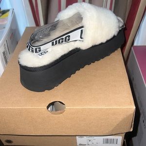 White Disco Ugg Slides
